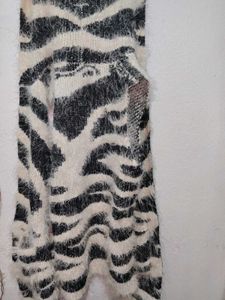 Zebra Print Fuzzy Cardigan