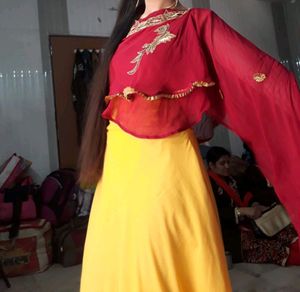 Designer Yellow &amp; Rani Pink Dress