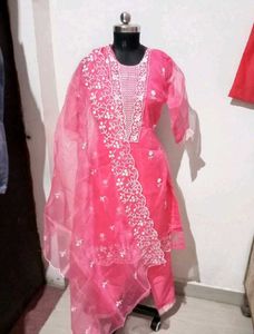 Pink Embroidered Kurta Set