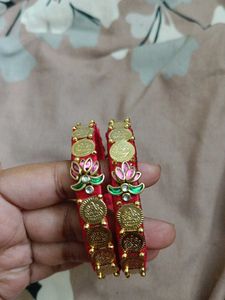 Red & Gold Coin Bangles (Set of 2)