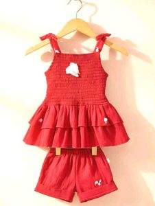 Red Ruffle Top & Shorts Set