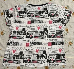 White Cartoon Print T-Shirt