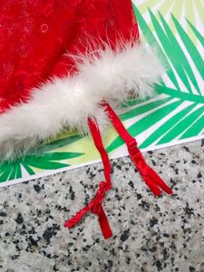 (400)Festive Red Lace Santa Babydoll Lingerie