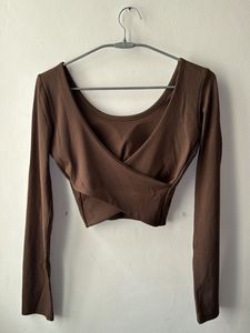 Brown Long Sleeve Crop Top