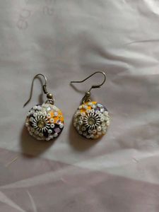 Festive Yellow & Blue Stone Earrings