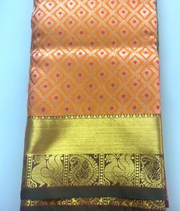 Orange Saree With Green Blouse