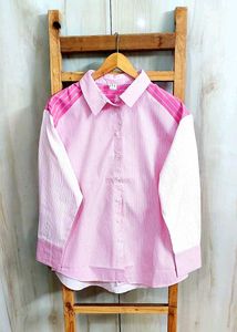 Striped Pink &amp; White Button-Up Shirt size-42-44