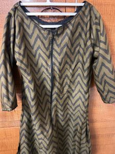 Olive Green Printed Kurta