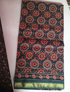 Ajarkh Cotton Saree With Running Blouse