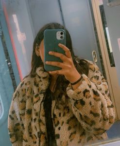 Animal Print Fur Zip Jacket.