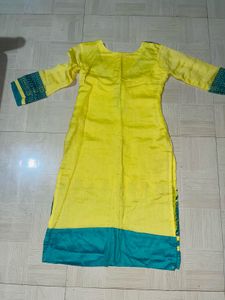 Yellow &amp; Teal Salwar Kameez