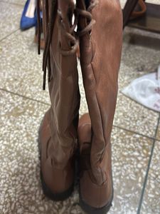 Brown Lace-Up Knee High Boots