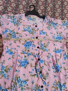 Floral Print Beautiful Pink Top For Woman