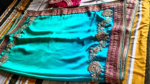 Beautiful Sea Green Sari With Blouse