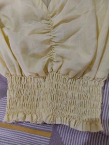 Yellow Ruched Crop Top