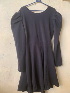 Black Long Sleeve Tie Back Dress/ Western Cut-Out