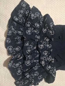 Girls Navy Floral Tiered Dress