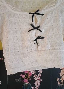 White Bow Crop Top