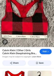 Calvin Klein Red Buffalo Plaid Sports Bra - Small
