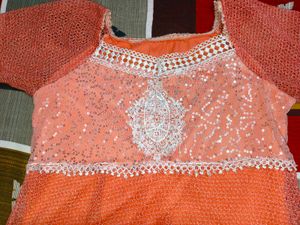 Pretty Peach Embroidered + Sequin Top