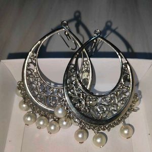 Pearl silver Jhumkas