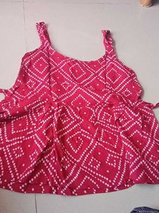Perfect Dailyuse Red Bandhani Short Kurta