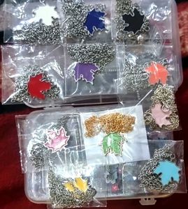 Colorful Leaf Pendant Necklace Set of 11