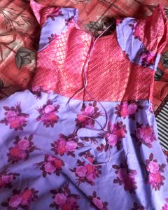 pink And Lavender colour printed georgette dress