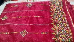Red Embroidered saree