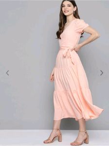 Peach Tiered Midi Dress
