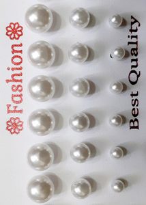 New Designer 3 Dozen Multi colour and White Round Pearl Earringd 36 Set Earring  Stud For Girls  Women Fashion School Children Kids College Girls ladies fashion stud earrings