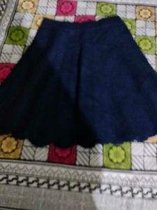Denim Scalloped Mini Skirt