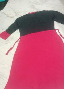 A. Line Frock .... Nevy Blue Body Pink Background