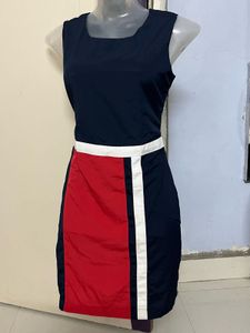 Tokyo Talkies Navy Blue &amp; RedColourblocked Sheath