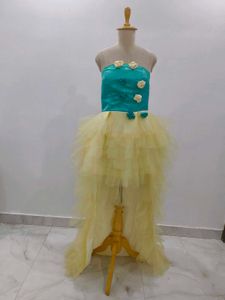 Turquoise &amp; Yellow Tulle High Low Dress