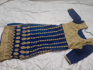 Elegant Blue &amp; Gold Kurta Set