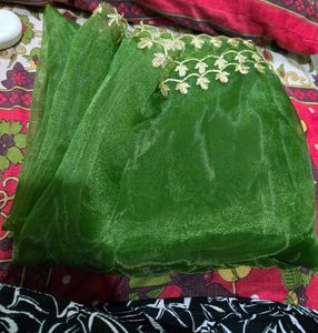 Elegant Green organza Dupatta