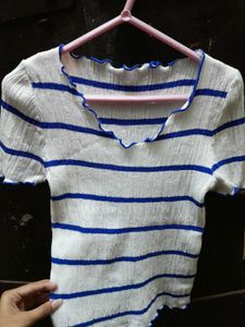 Cotton Printed Fancy Girls Top, White