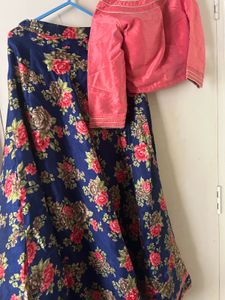 Floral Lehenga Set With Pink Blouse