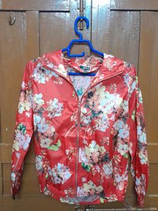Red Floral Printed Waterproof Jacket