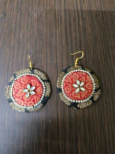 Set Of 4 Handmade Fabric Earrings - Unique Designs