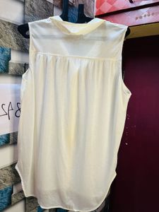 Women White Embellished Shirt Style Top