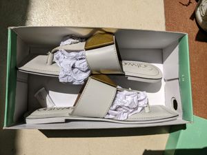 Off White And golden Catwalk Flats