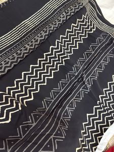 Brand New Satin Handblock Print Saree