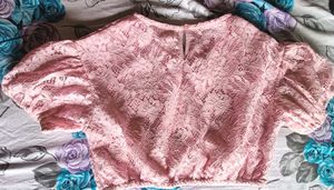 New Pink Lace Crop Top