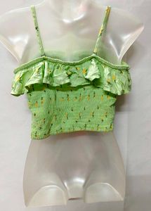 New Hollister floral Green Ruffle Camisole Top