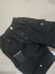 Boys Black Cargo Shorts