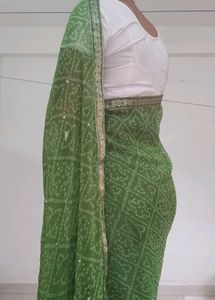 Lime Green Bandhani Saree