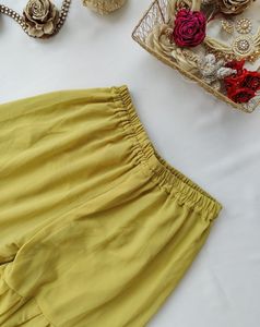KTT Mustard Yellow Heavily Embroidered Peplum Shar