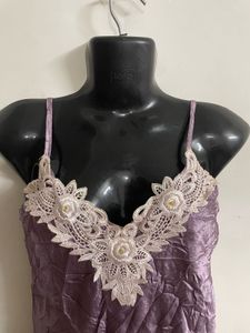 Puple Vintage Cami With Lace